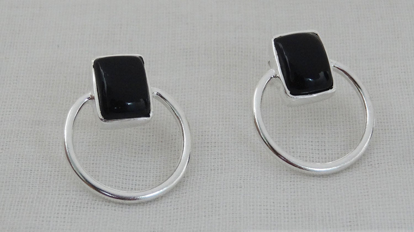 Midnight Loop Studs - Moonstone