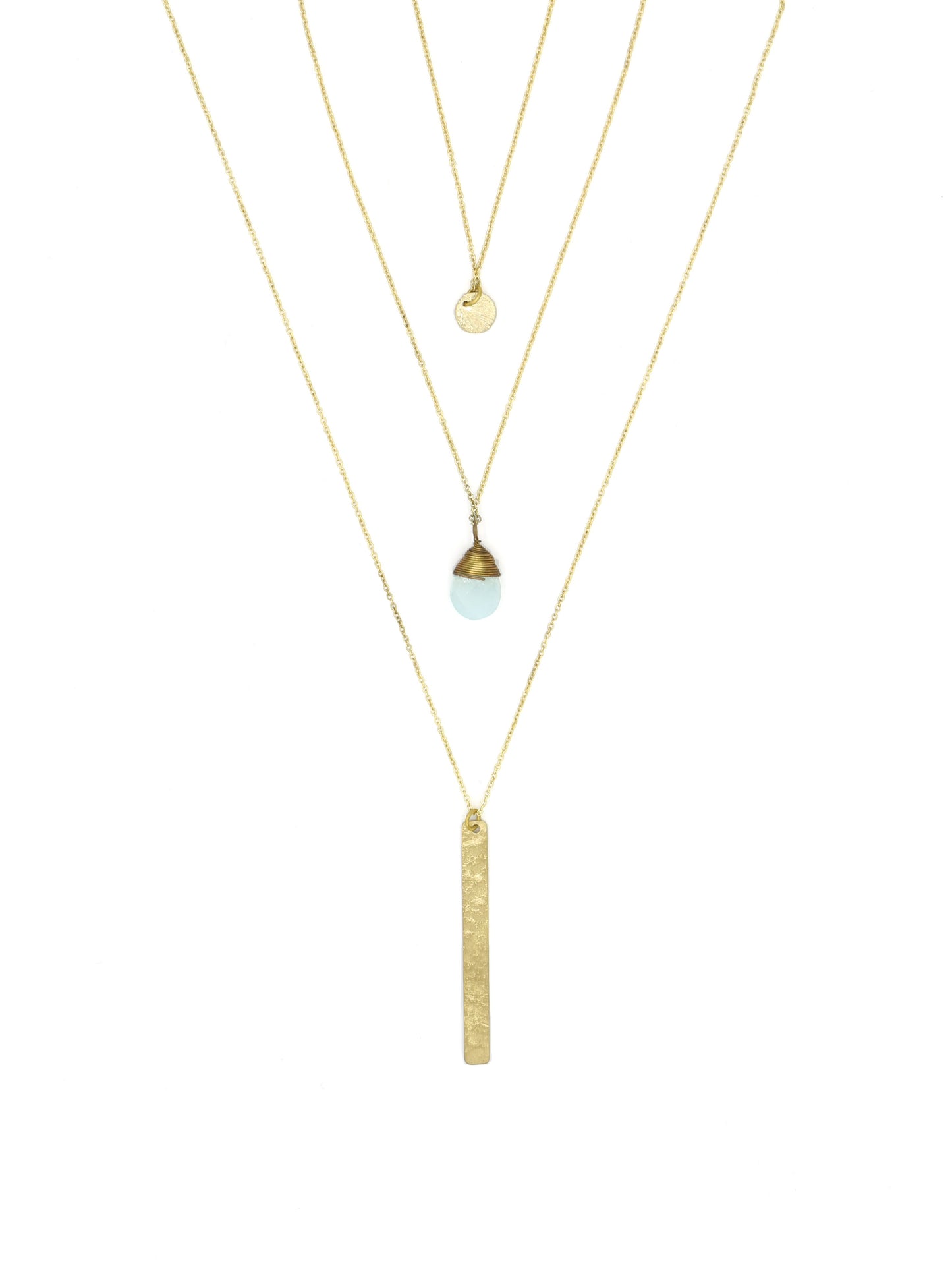 Triple Strand Multi-Way Pendant Necklace - Brass