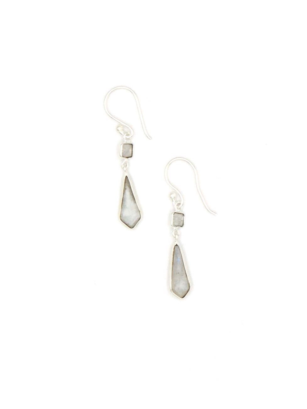 Geometric Elegance White Drop Earrings