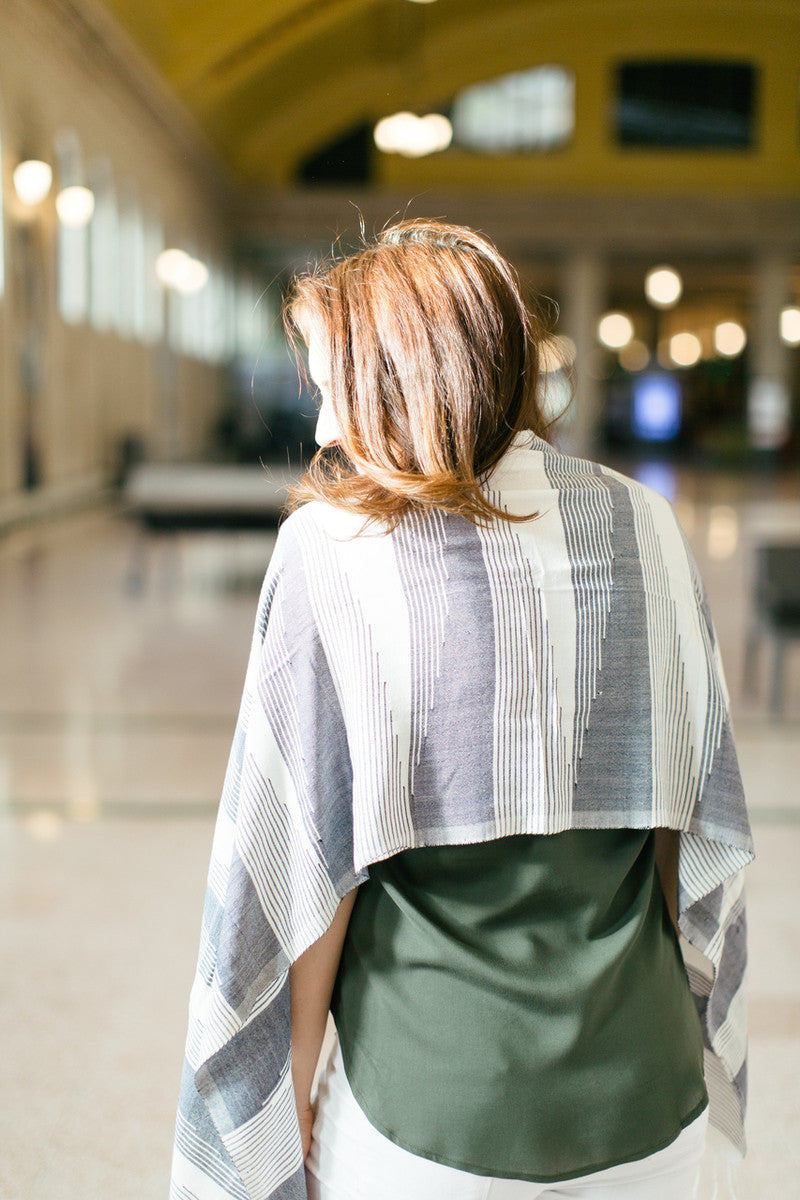 Blue and white fair trade scarf | Fair Anita