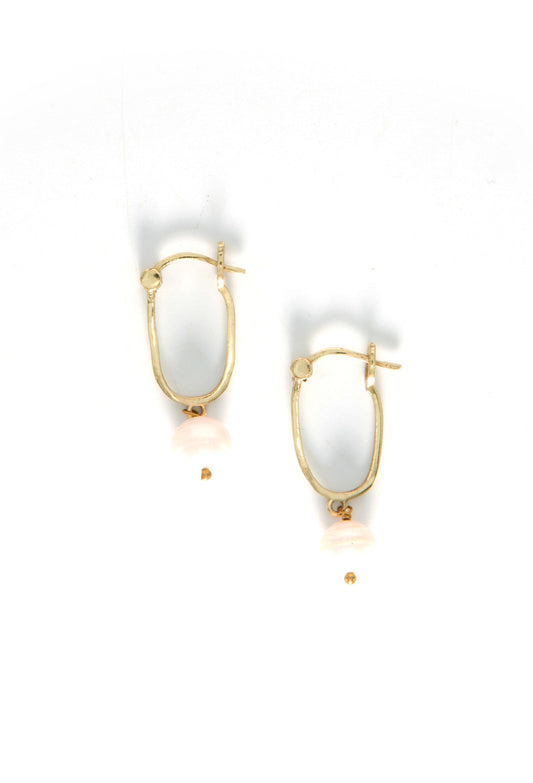 Freshwater Pearl Drop Earrings - Brass