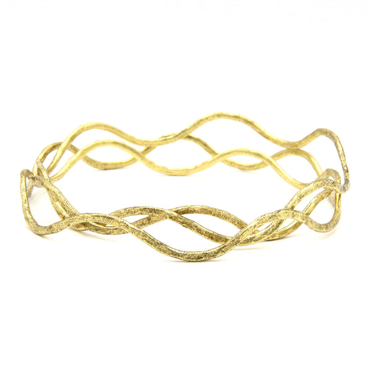 Tidalwave Hammered Brass Bangle Set