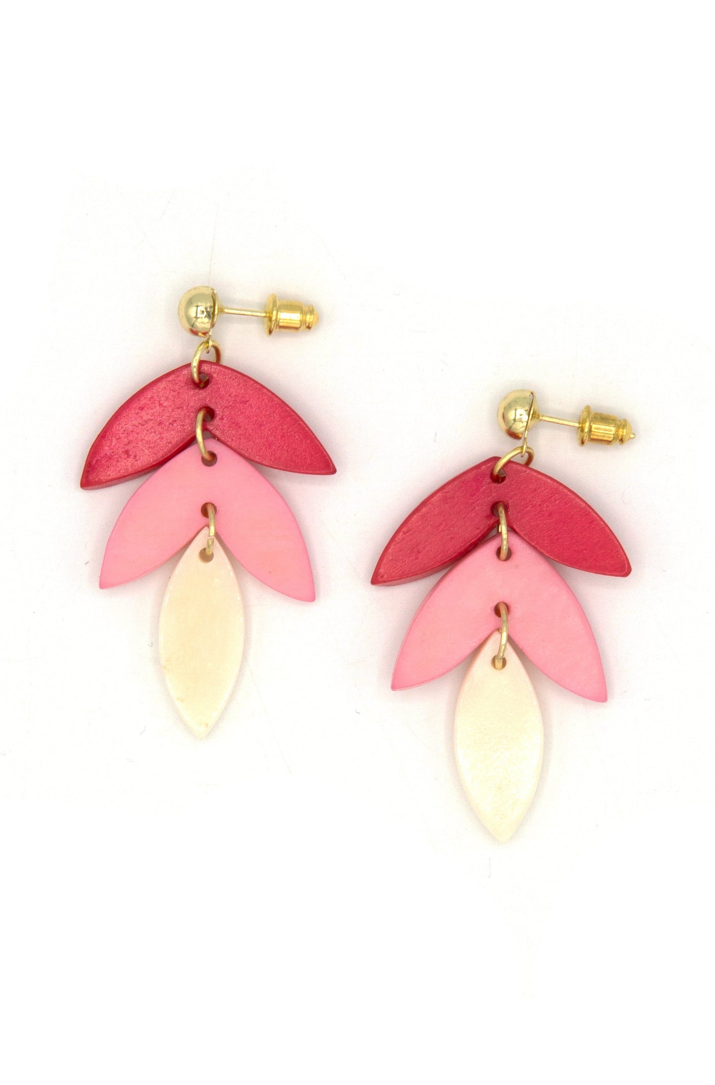 Pink Caladium Bone Earrings