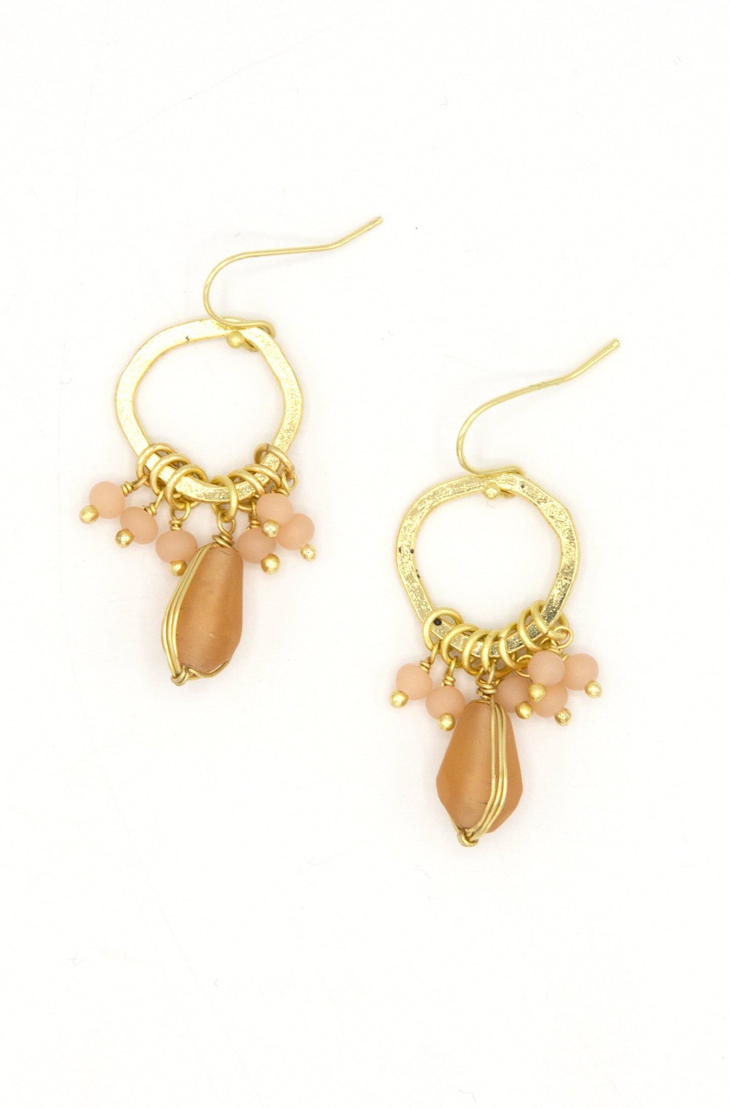 Blush and Brass Chandelier Loop Earrings