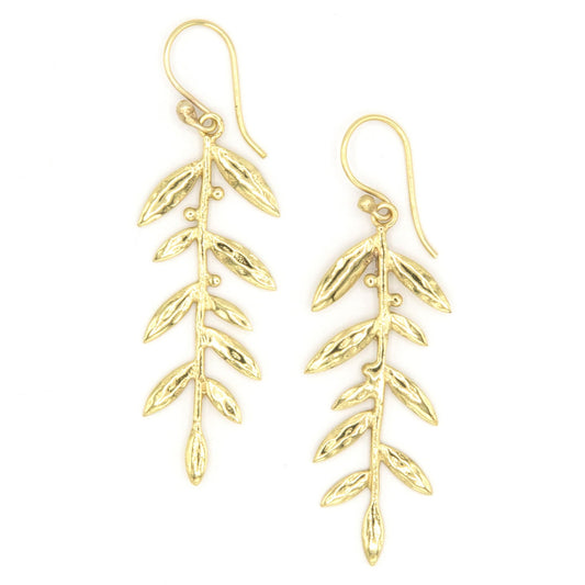 Luxe Leaf Drop Earrings - Brass