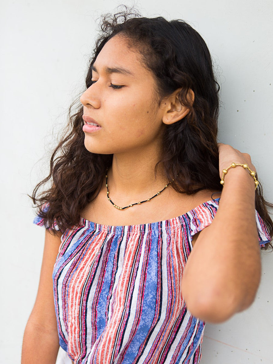 Artillery black and gold choker necklace | Fair Anita