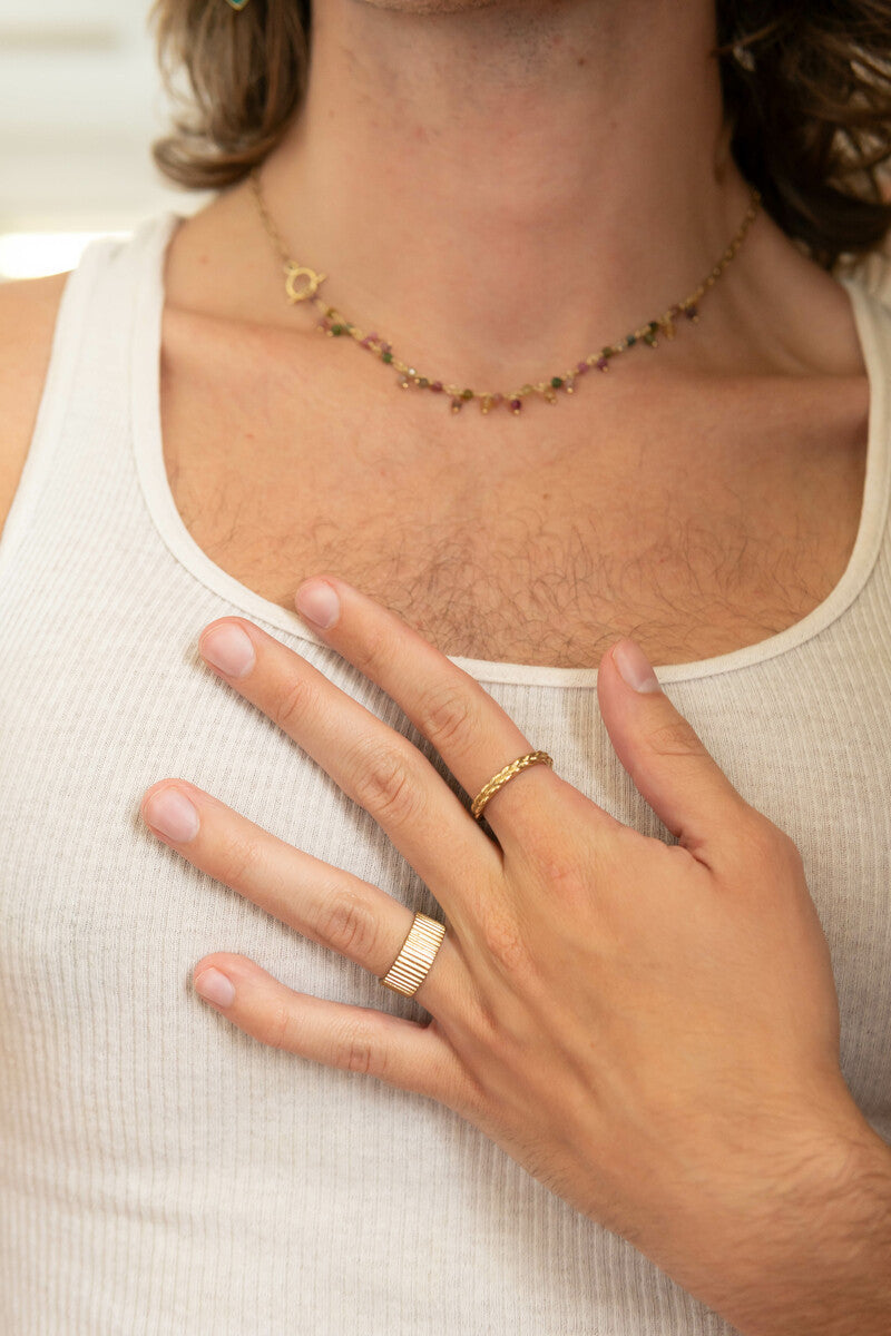 Stately Striped Brass Ring