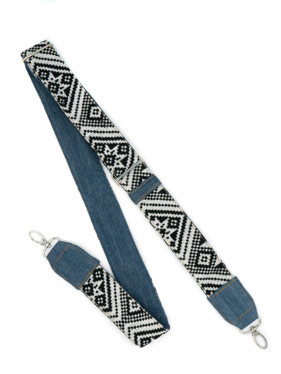 Black + White Woven Bag Strap