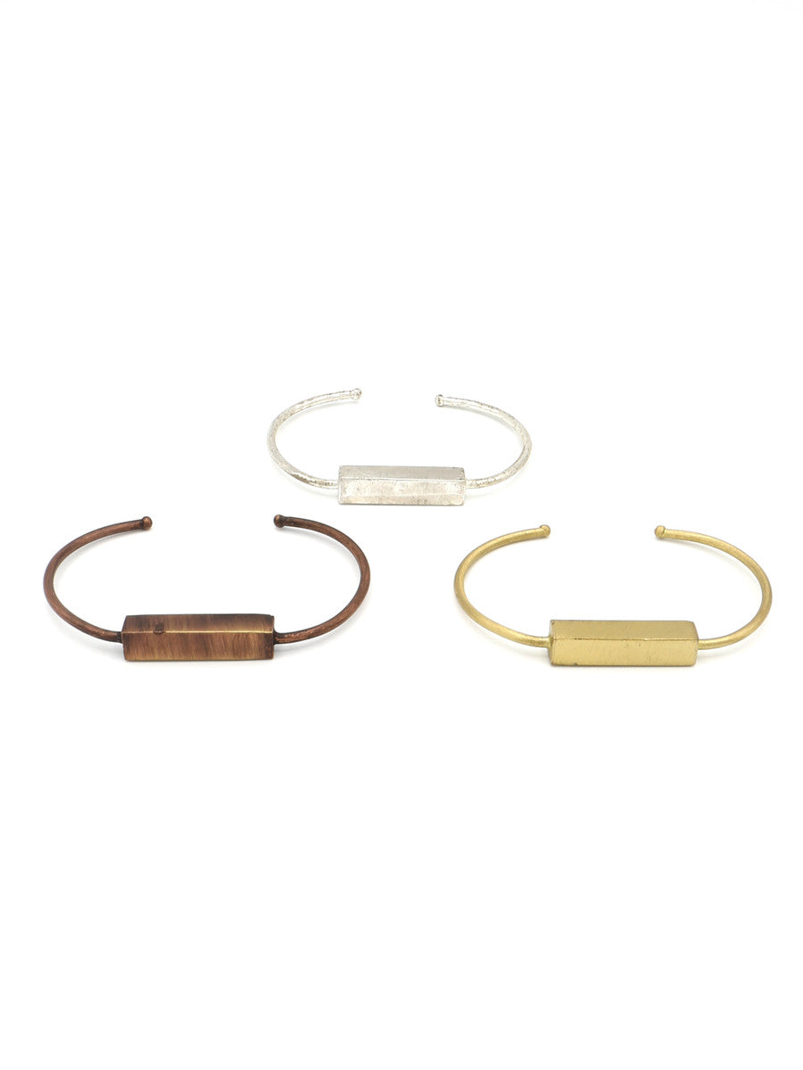 simple cuff with brushed brass metal brick | Fair Anita