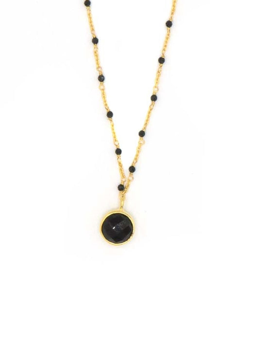 dainty gold beaded necklace black_Fair Anita