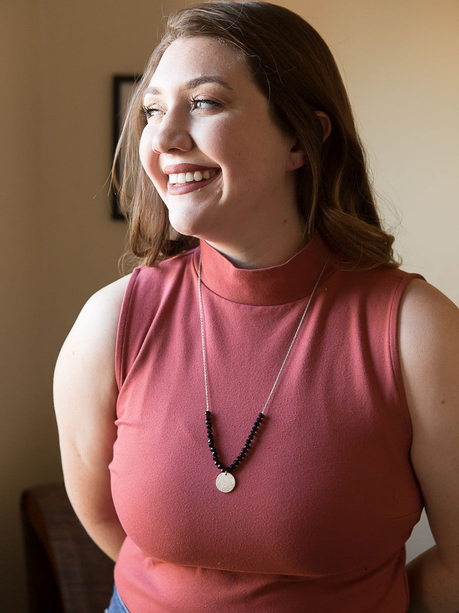 Black Beaded dainty Convertible Necklace | Fair Anita