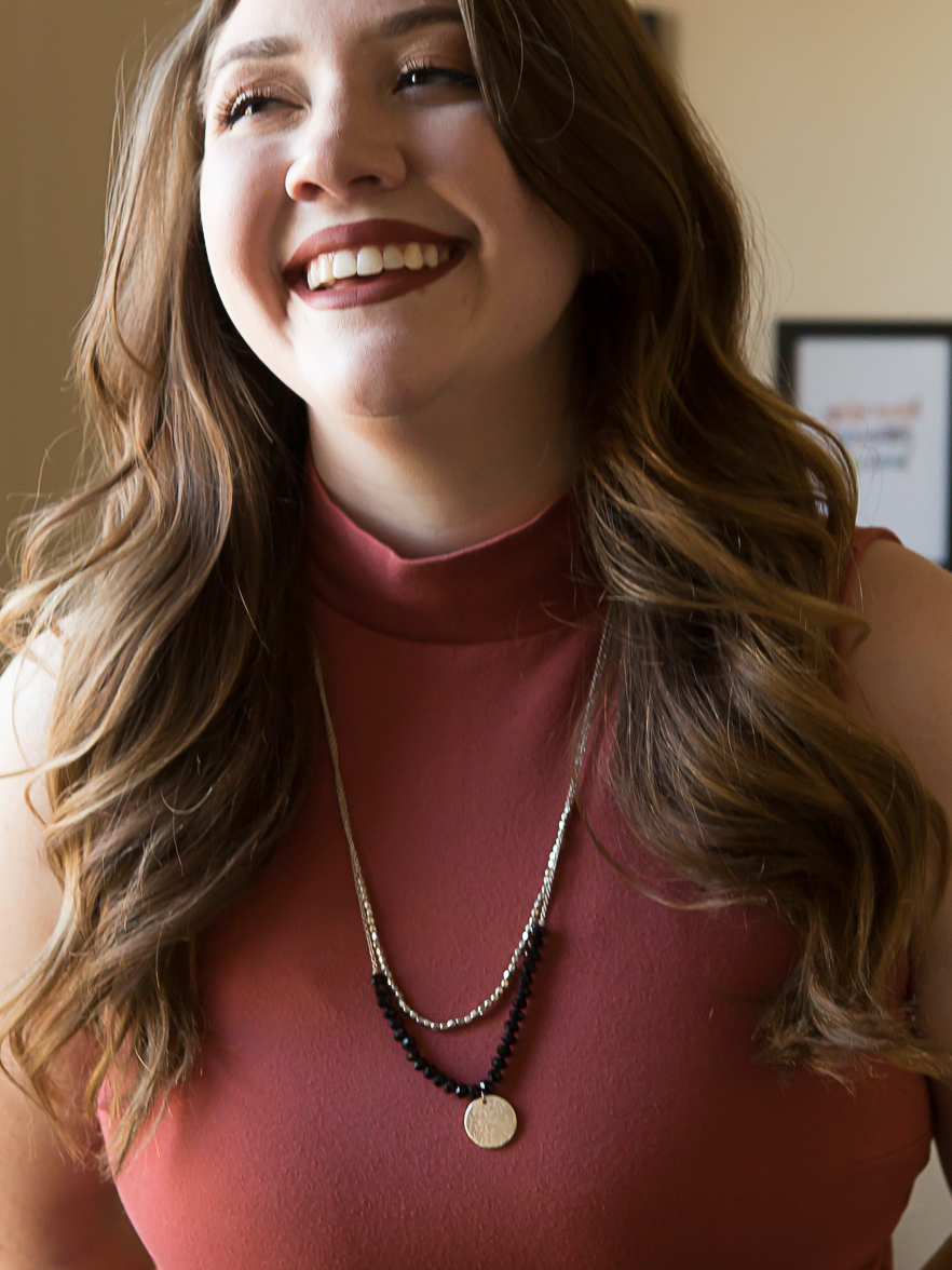 Geometric shapes long gold necklace | Fair Anita