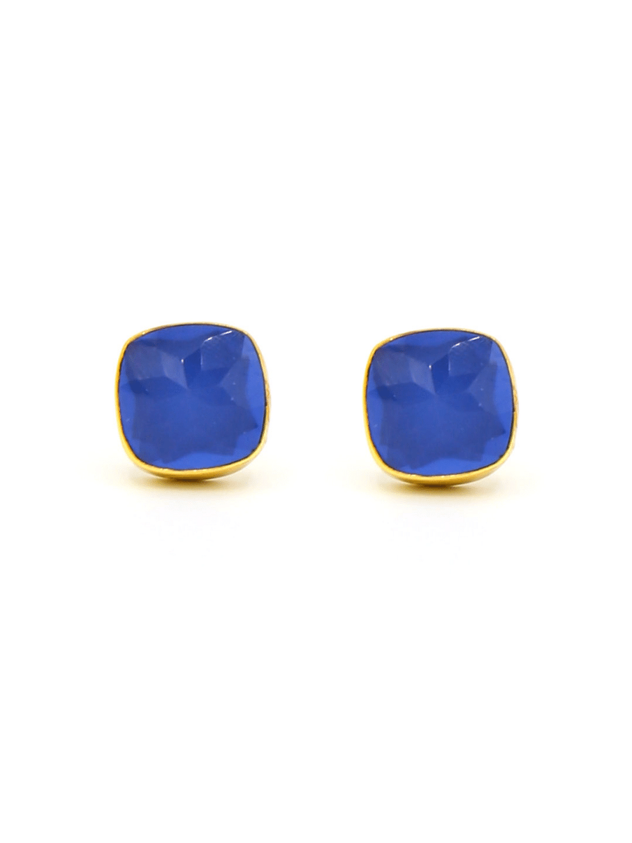 navy Blue gold Square Studs | Fair Anita