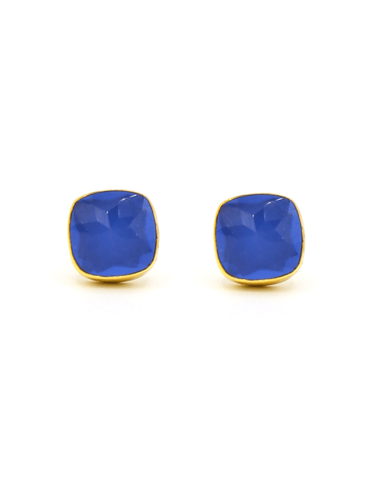 navy Blue gold Square Studs | Fair Anita