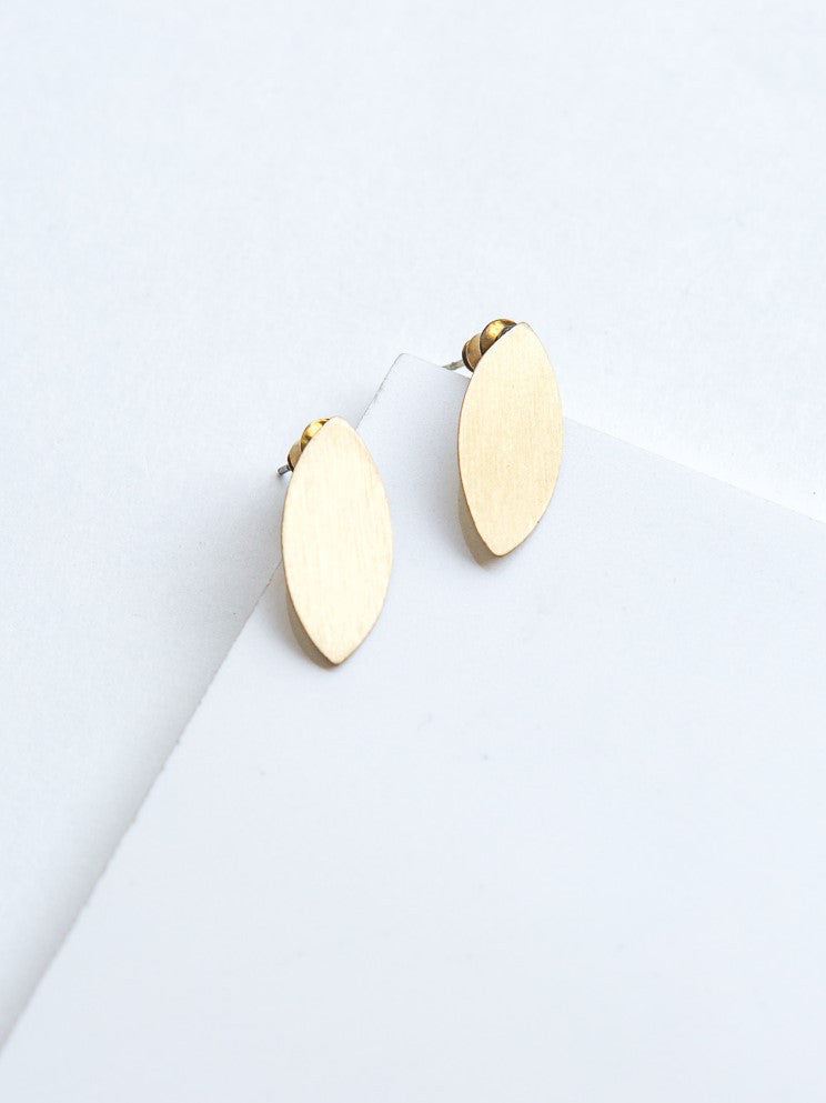 brushed brass oval studs_Fair Anita