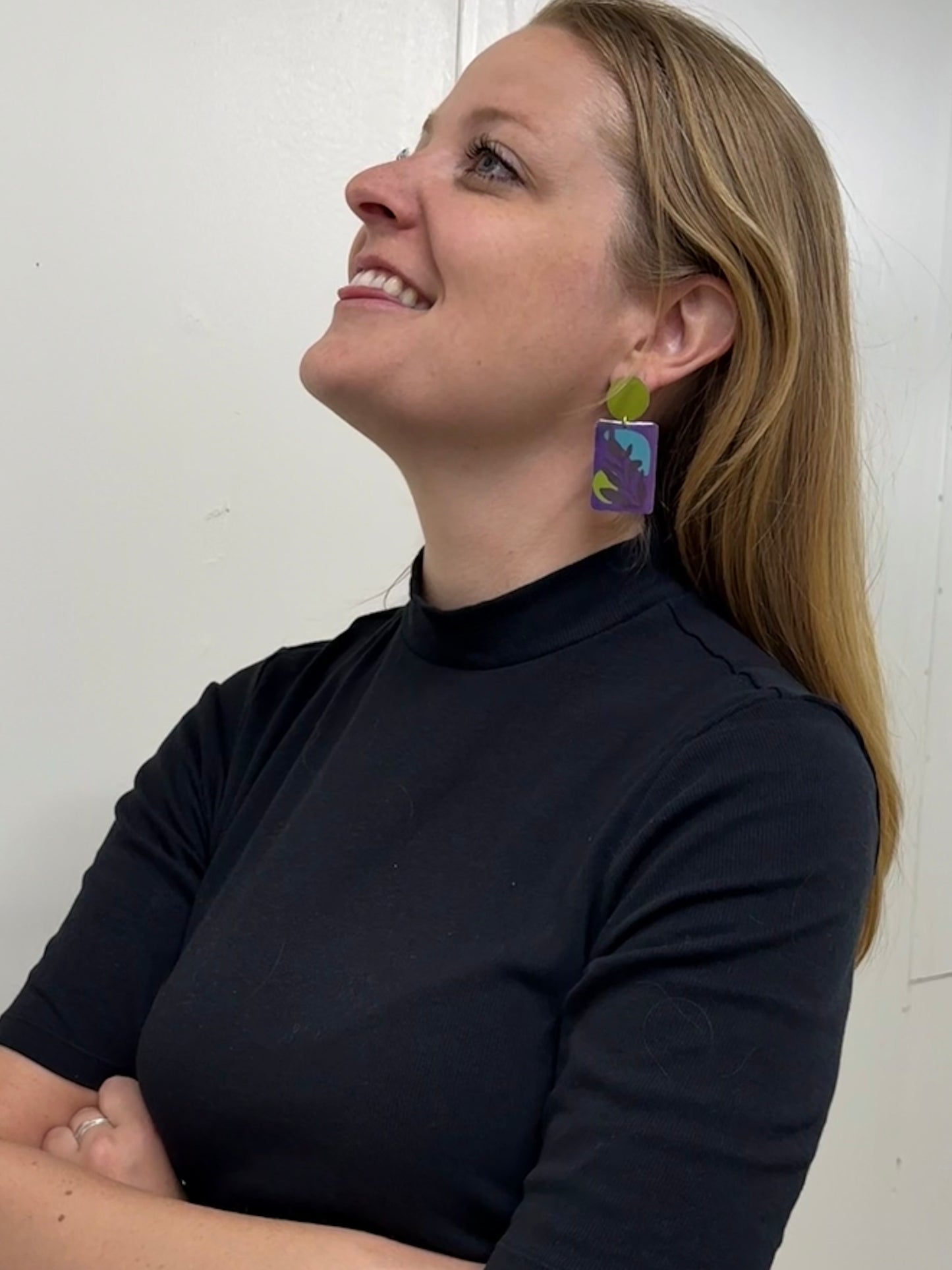 Botanical Pop Screen-Printed Brass Earrings