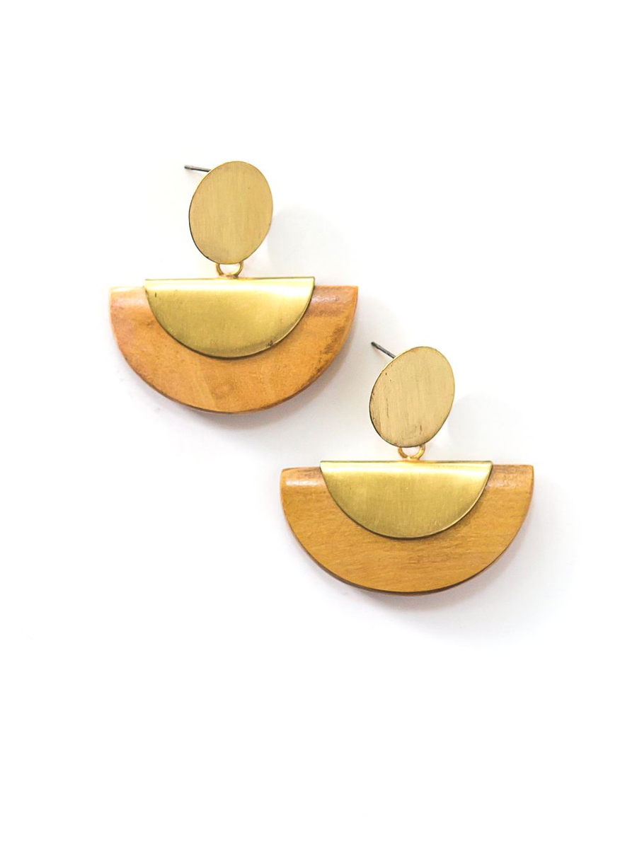 woods and brass half moon earrings | Fair Anita