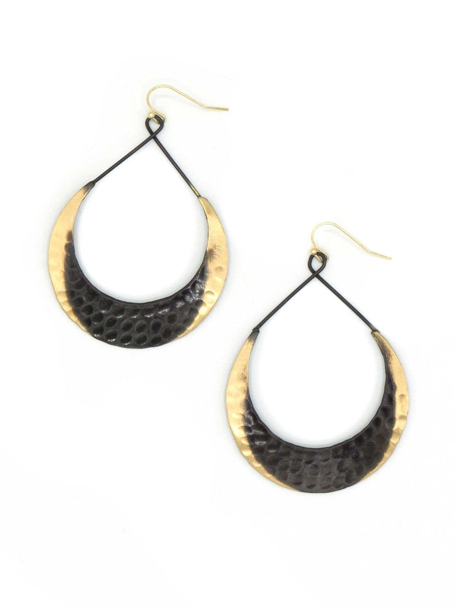 hammered black and brass crescent hoops | Fair Anita