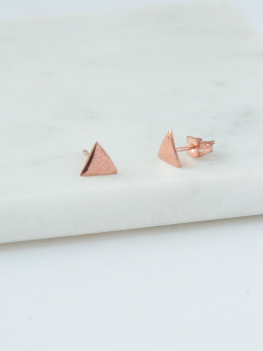 Rose Gold Triangle Studs