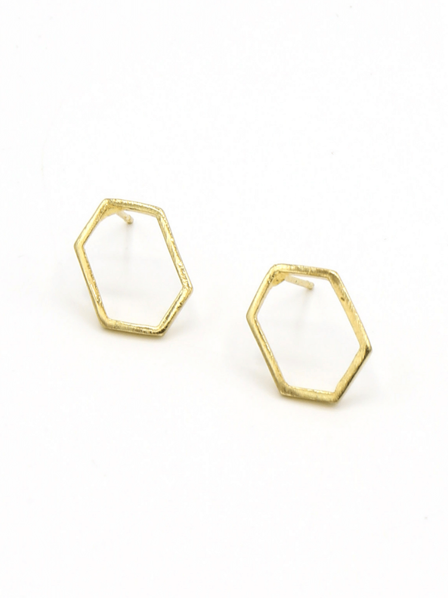 dainty hexagon earrings gold | Fair Anita