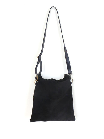 Daring Black Suede Crossbody Clutch Purse