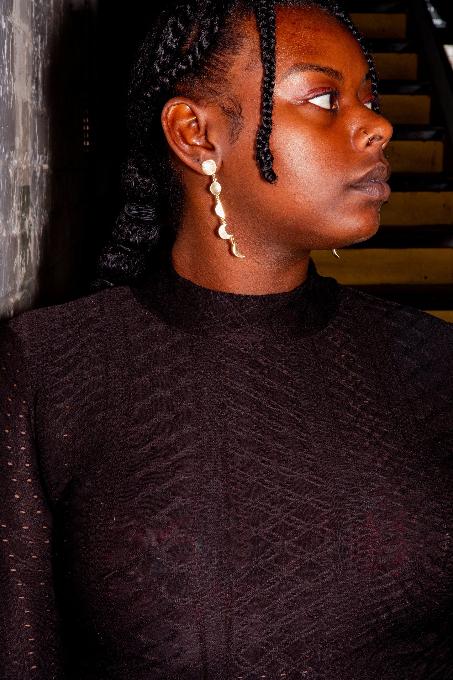 Dusk til Dawn Moon Dangle Earrings