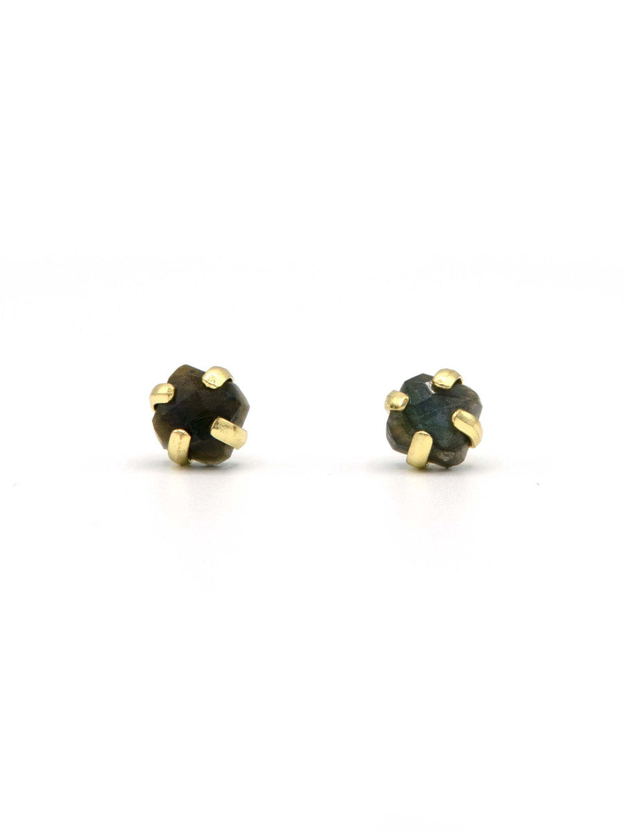 rough labradorite pronged studs | Fair Anita