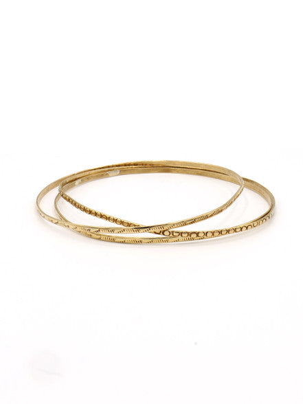 Etched Thin Brass Bangle Set