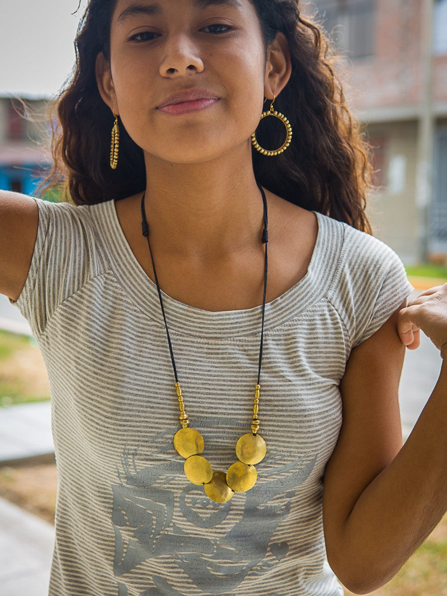 Artillery adjustable long brass artillery necklace | Fair Anita