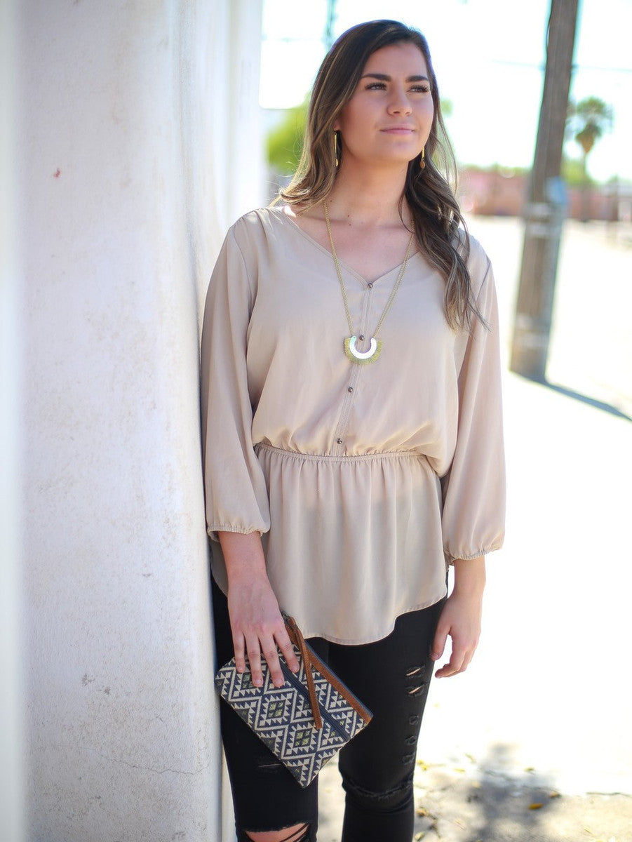 Long fair trade gold necklace with fringe | Fair Anita