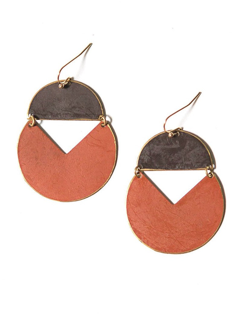 earth tone brass geometric earrings | Fair Anita