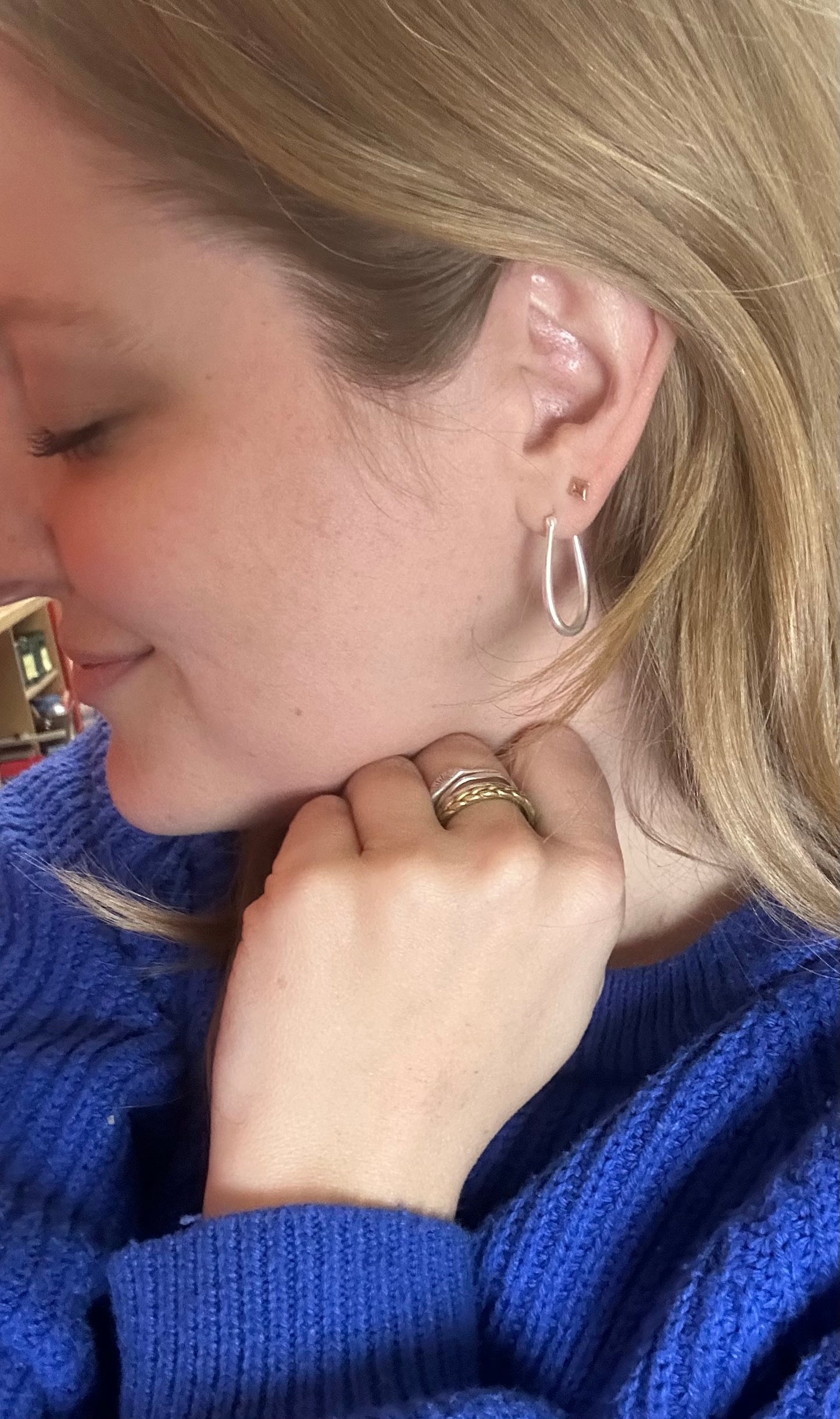 Ellipse Hoop Earrings - Silver