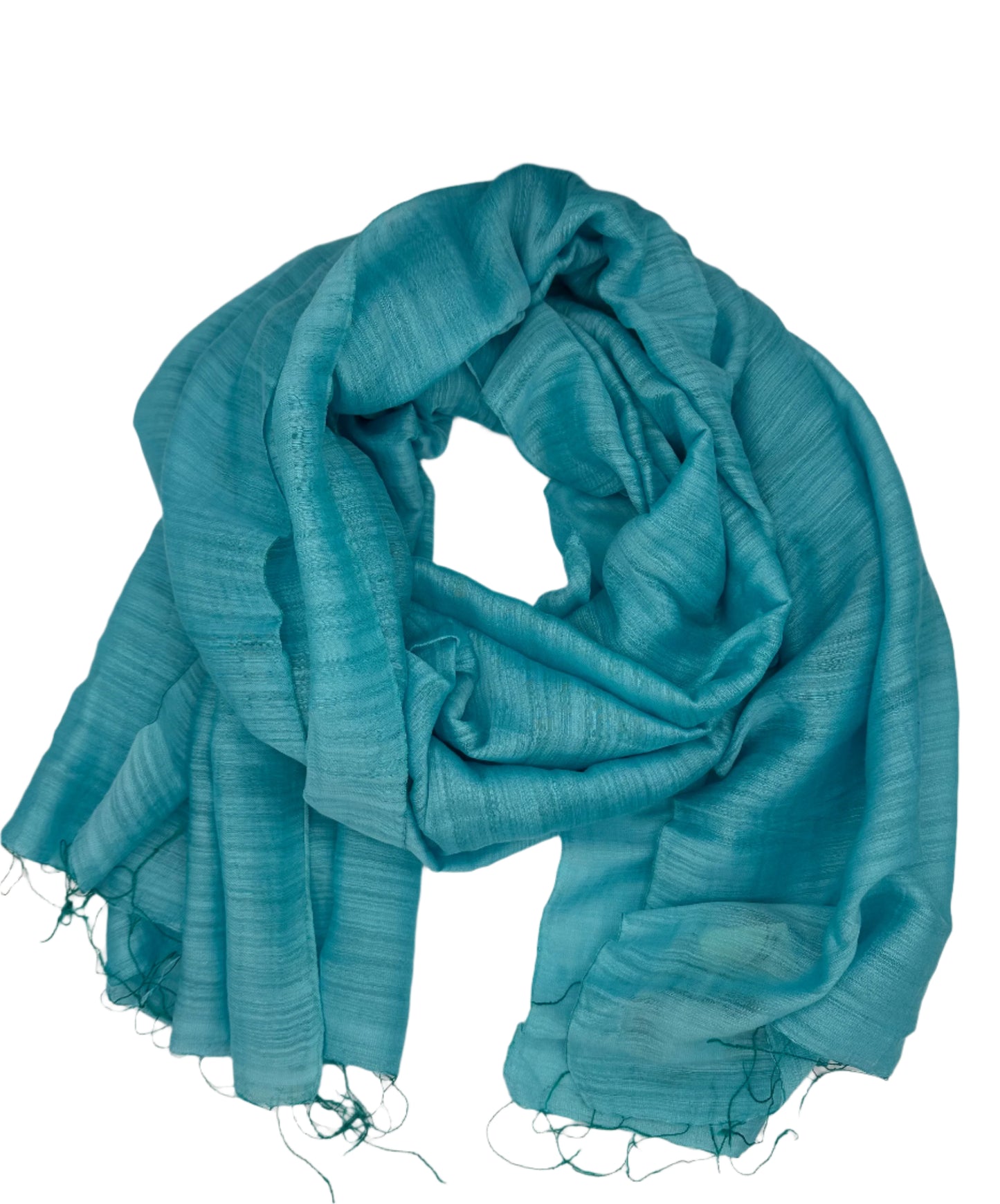 Linen and Silk Woven Scarf - Aqua