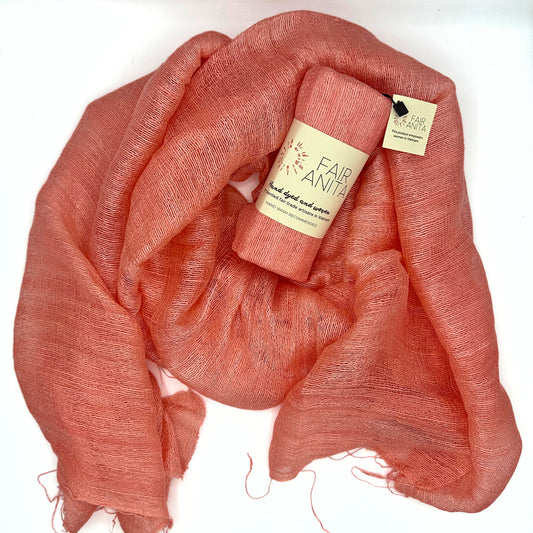 Handspun Silk Scarf - Peachy Pink