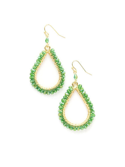 Lagoon Glass Earrings - Brass