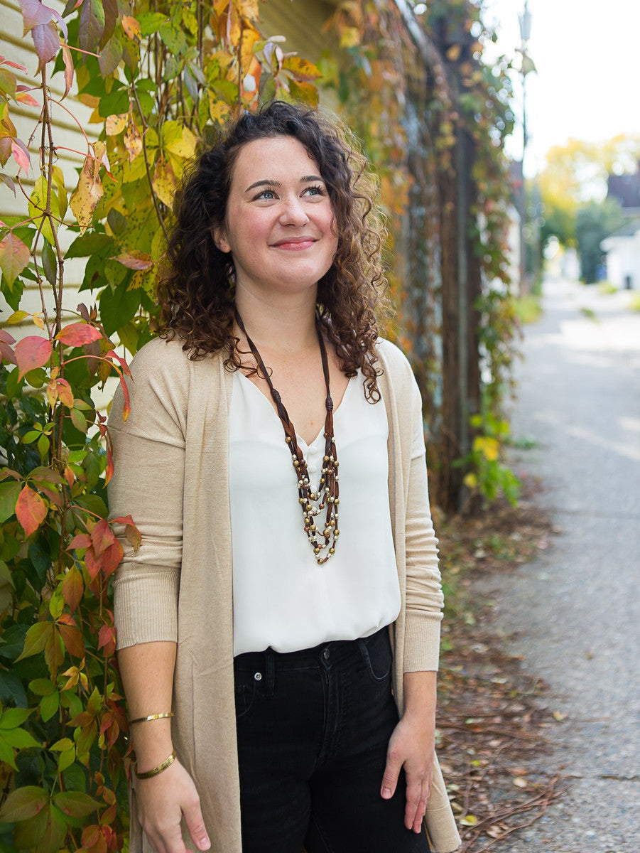 layered mixed metal necklace with upcycled leather | Fair Anita