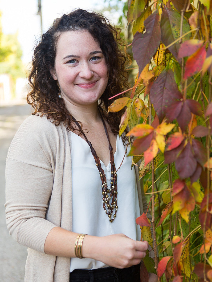 layered mixed metal necklace with upcycled leather | Fair Anita
