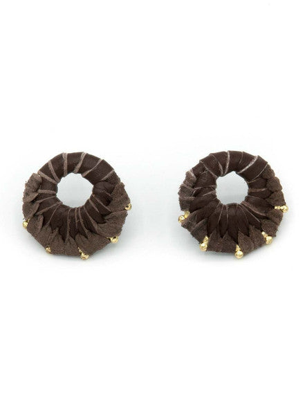 Leather Wrap Stud Earrings