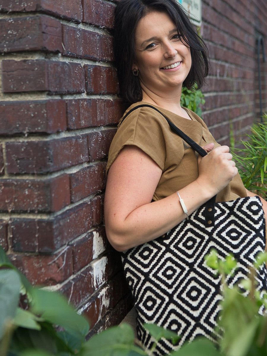 black and white pattern tote bag | Fair Anita