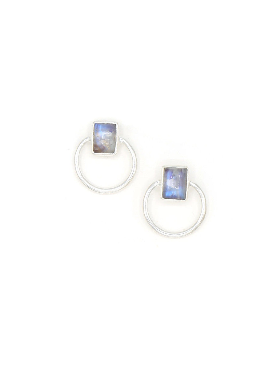 silver moonstone open circle studs | Fair Anita