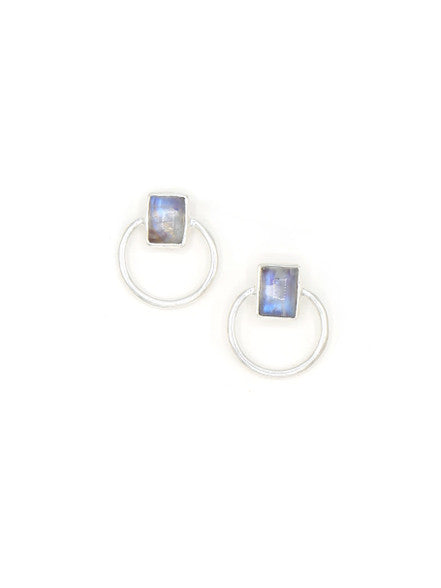 Midnight Loop Studs - Moonstone