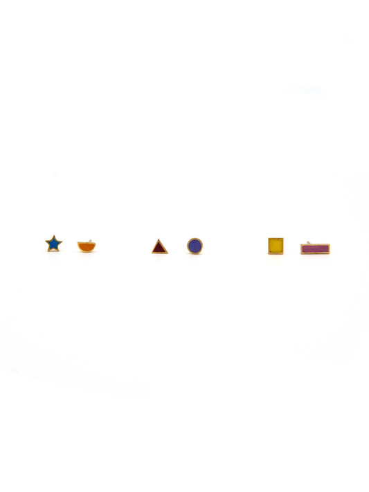 Ethical colorful shape stud set