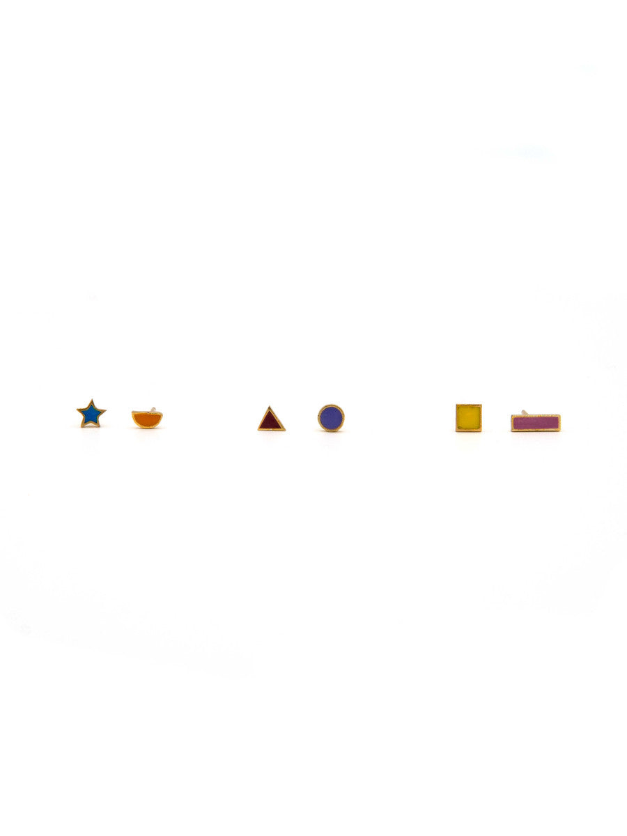 Ethical colorful shape stud set