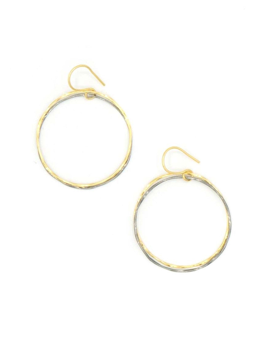 lightweight mixed metal circle drop earring_Fair Anita
