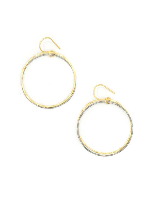 lightweight mixed metal circle drop earring_Fair Anita