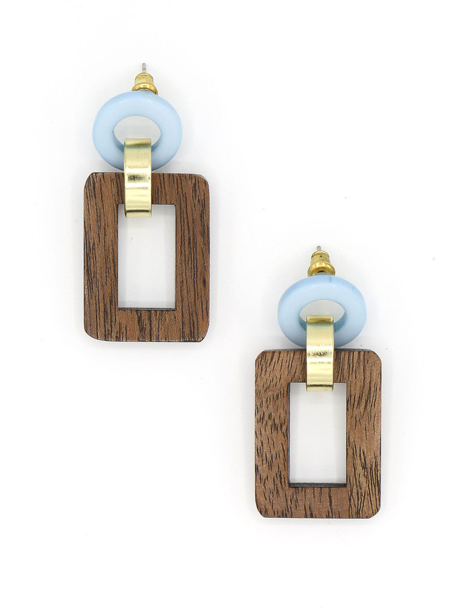 upcycled wood open rectangle earrings | Fair Anita