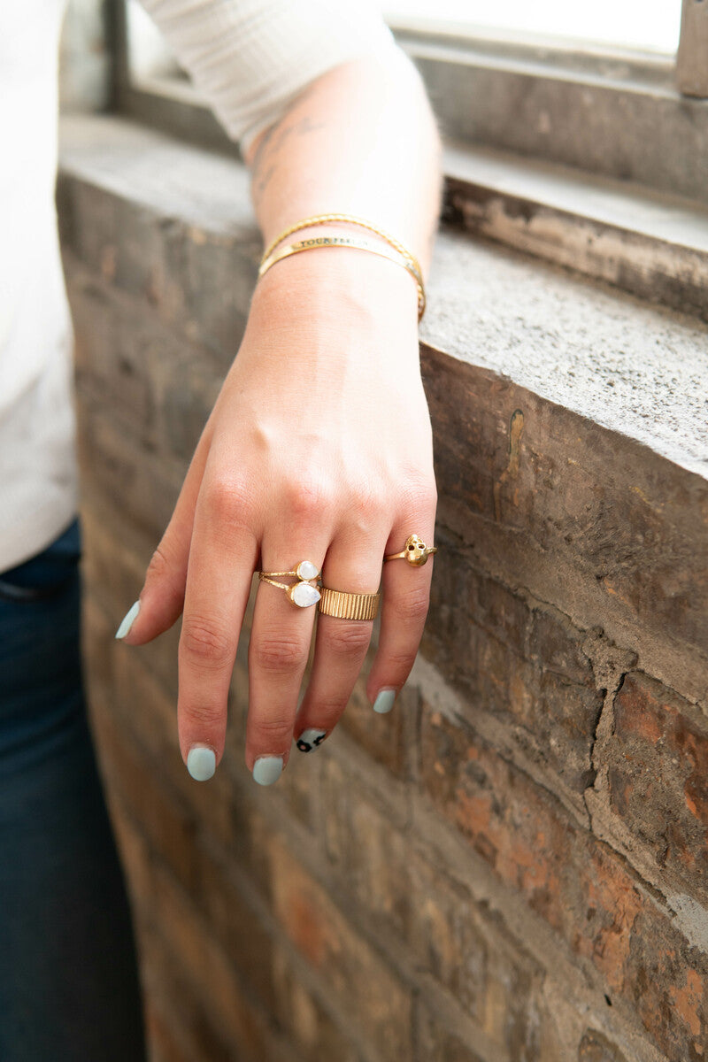 Stately Striped Brass Ring