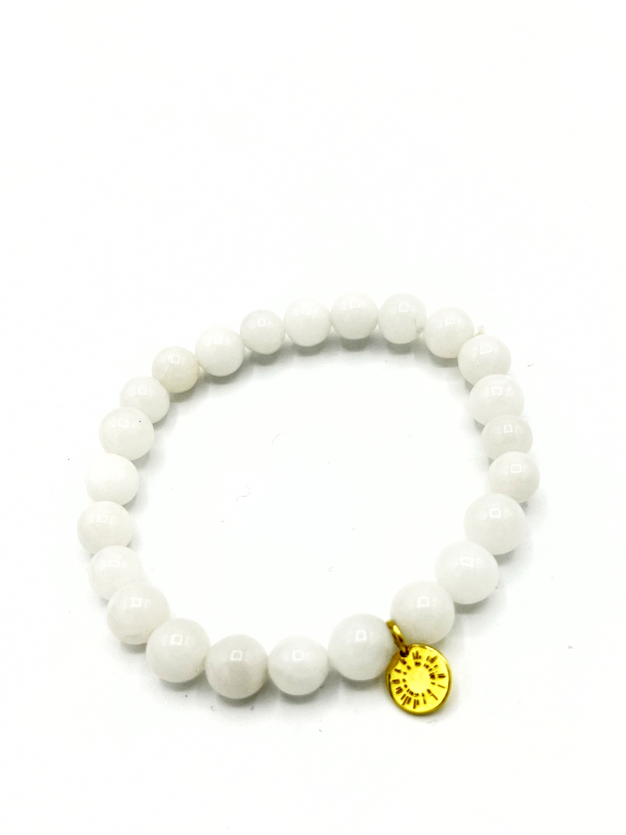 Stone Elastic Bracelet - White Agate