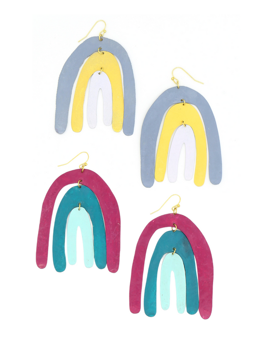 organic rainbow shape earrings colorful | Fair Anita