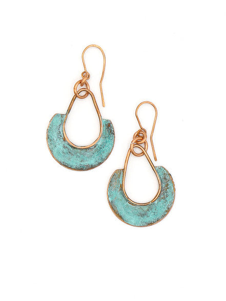 Patina Copper Loop Earrings